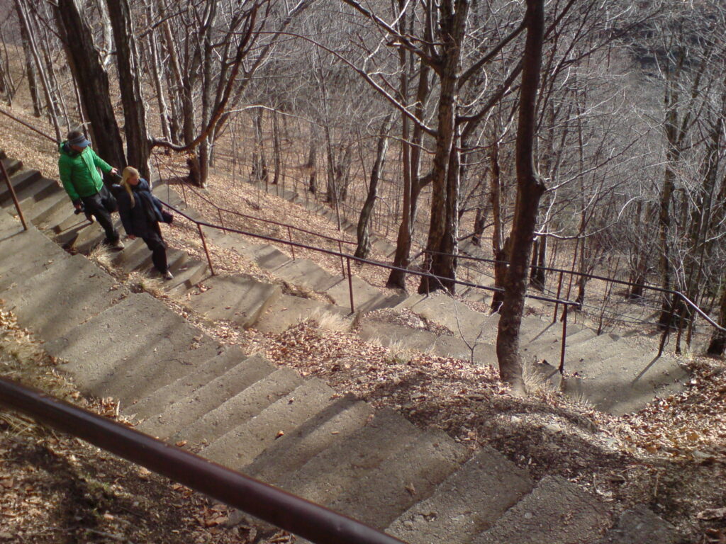 Going back down the 1400 steps