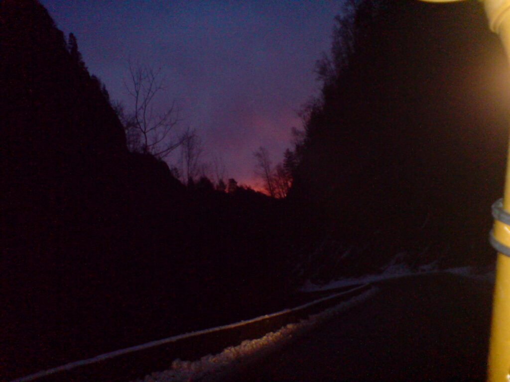 Sunrise on the Ice Covered Roads