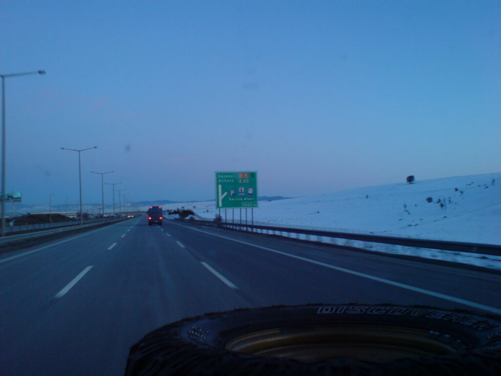 Driving into the snowline and into the night!