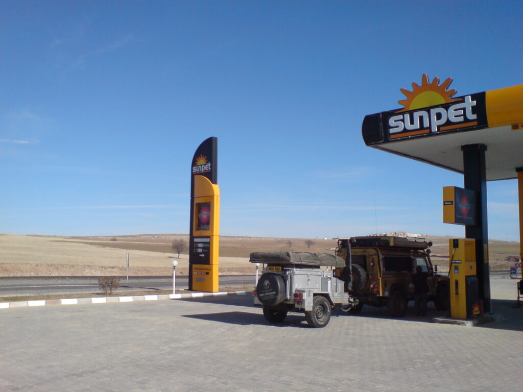 Stopping for fuel outside Cappadiccia