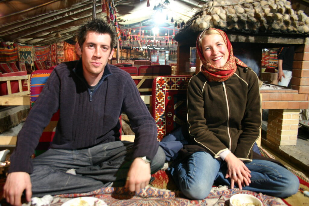 Daniel and Gabbs enjoying the Yurt atmosphere