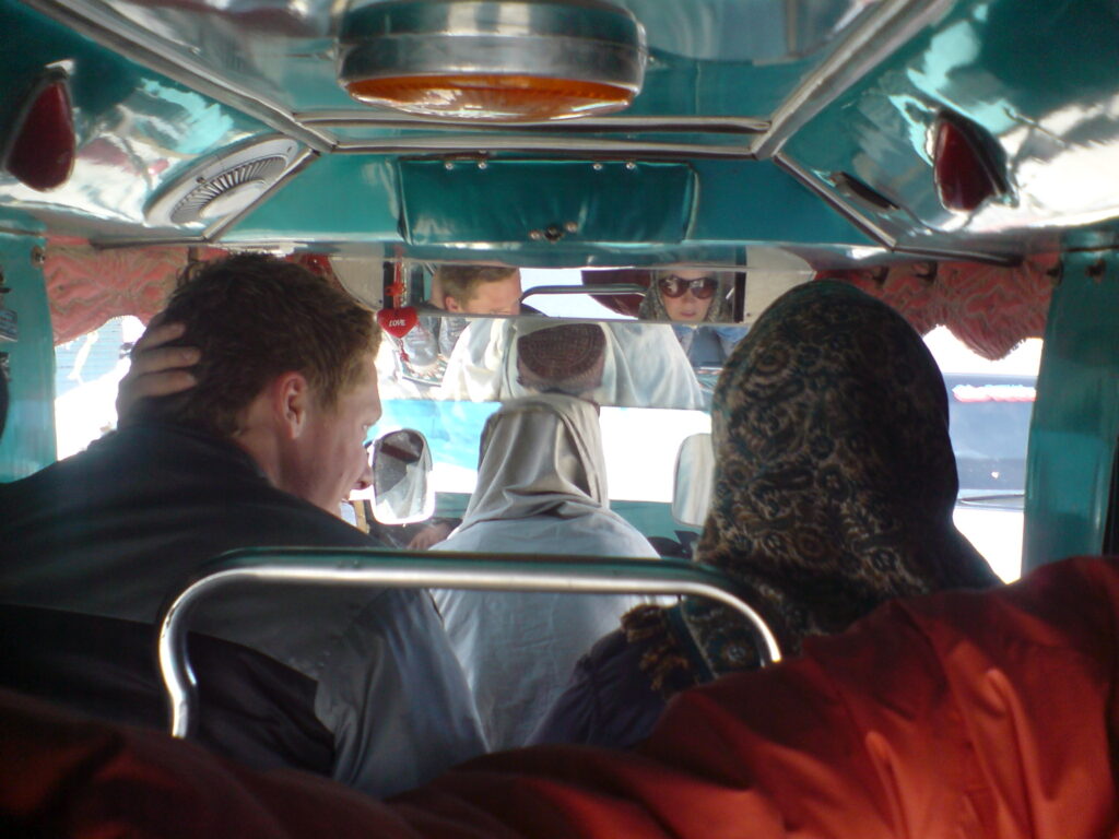 In the rickshaw on the way back to the truck